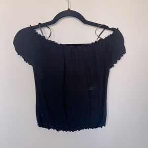 Off the shoulder lettuce edge top